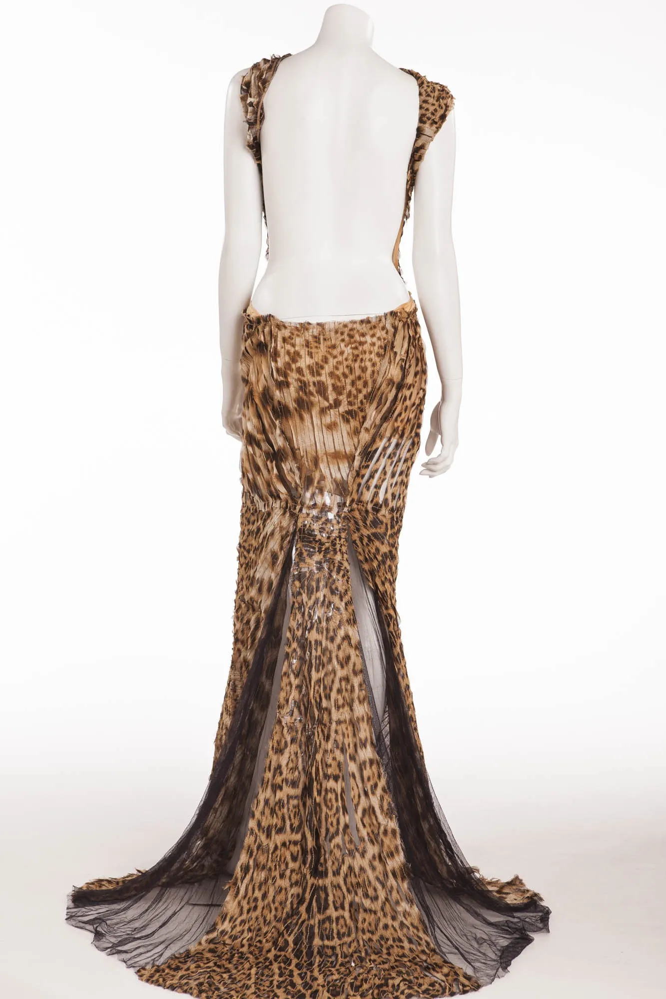 Roberto Cavalli - As Seen on 2001 Runway Collection - Leopard Sleeveless and Backless Long Gown - S