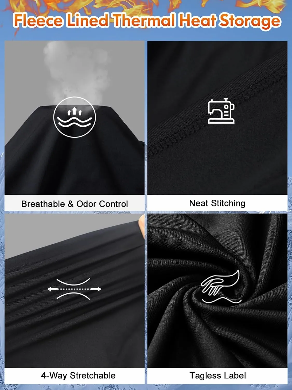romision Thermal Underwear for Men Long Johns Fleece Lined Hunting Gear Bottom Top Set Base Layer for Cold Weather Gift