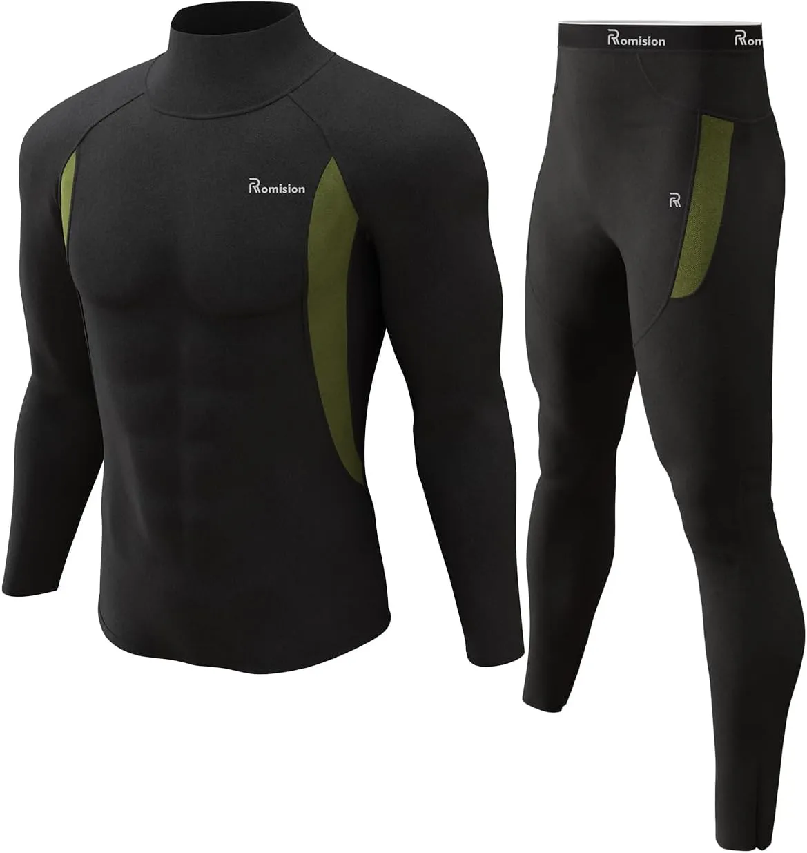 romision Thermal Underwear for Men Long Johns Fleece Lined Hunting Gear Bottom Top Set Base Layer for Cold Weather Gift