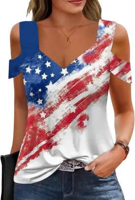 Soesdemo Summer Tops Womens Tunic Top Short Sleeve Cold Shoulder V Neck Loose Fit Basic Tee Casual Tops Shirts Blouse