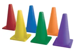 Sportime Light Weight Cones, 20 Inches, Assorted Colors, Set of 6