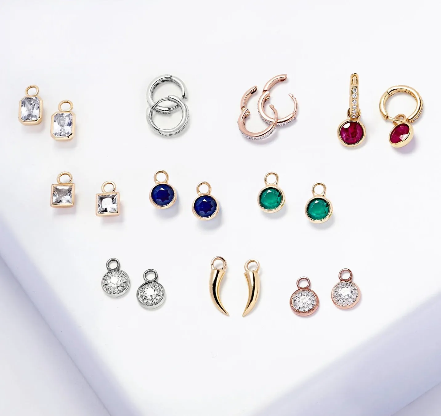 Square Detachable Droplets - White Sapphire