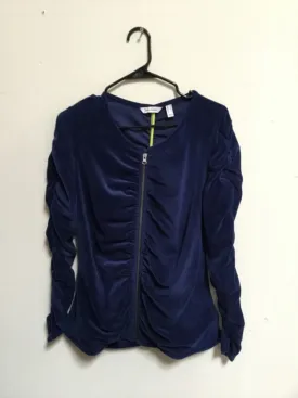 Susan Lucci Collection Long Sleeve Velour Jacket w/ Ruching, Medium