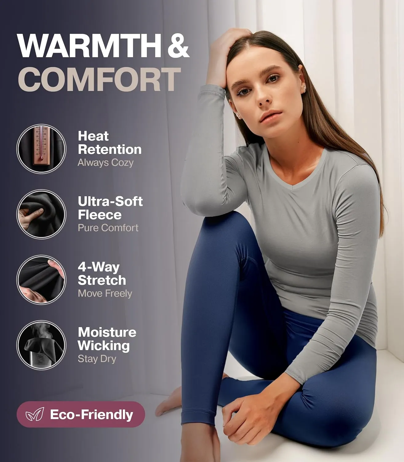 Thermajane Long Sleeve Thermal Shirts for Women Cold Weather, Womens Thermal Underwear Tops, Base Layer Women Thermal