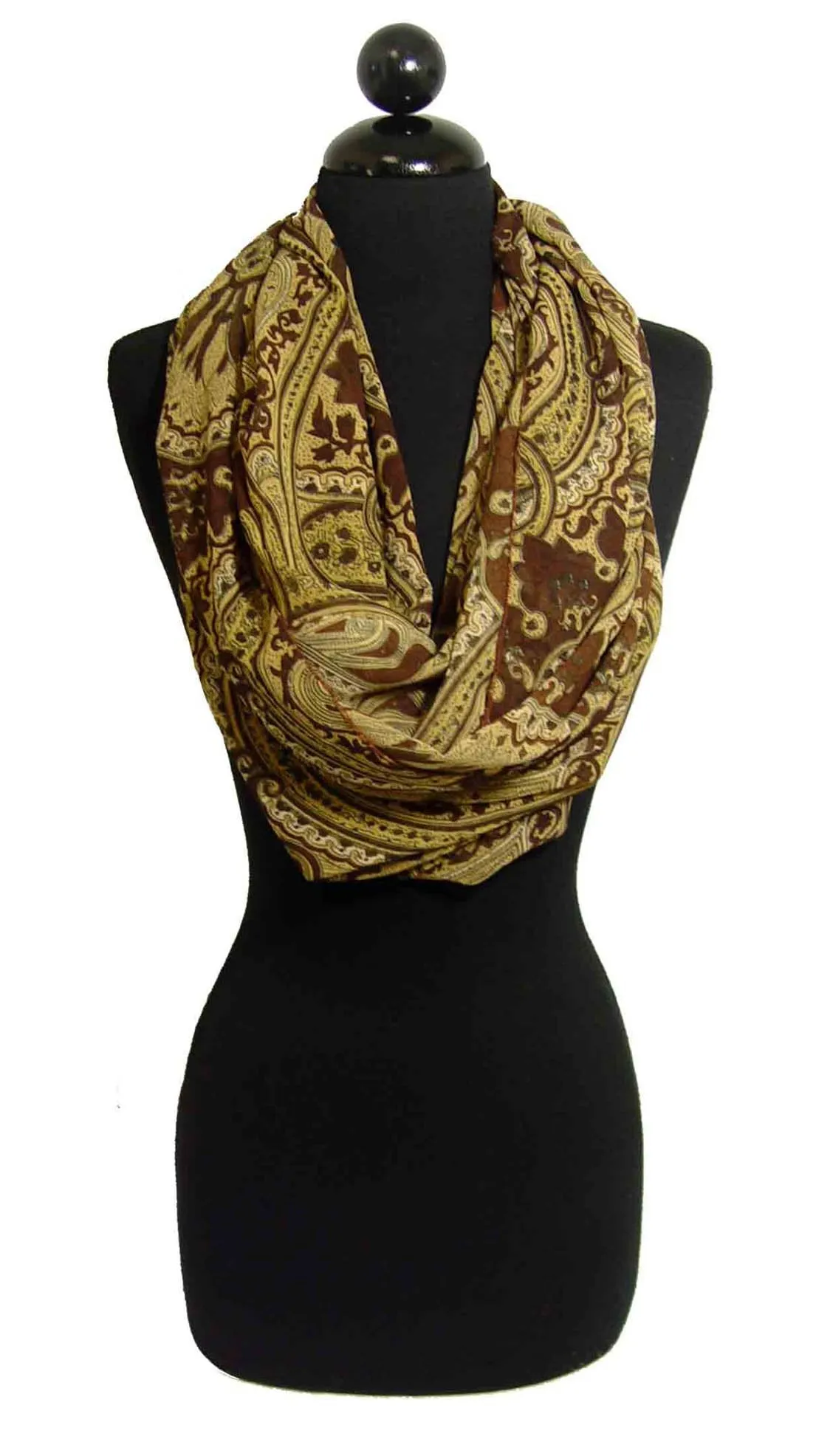 Vintage Brown Paisley Fashion Loop Scarf Scarves