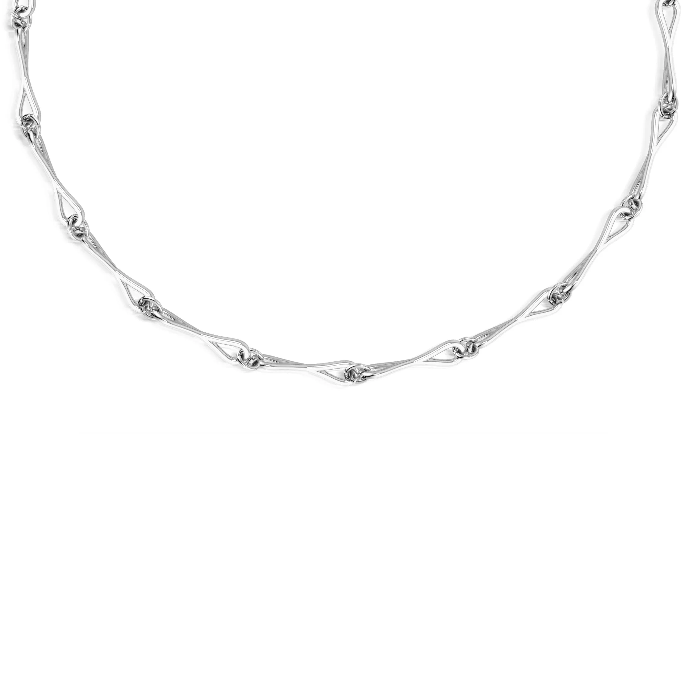 WaterDrop Large Link Necklace in Sterling Silver with Mother-of-Pearl Tag