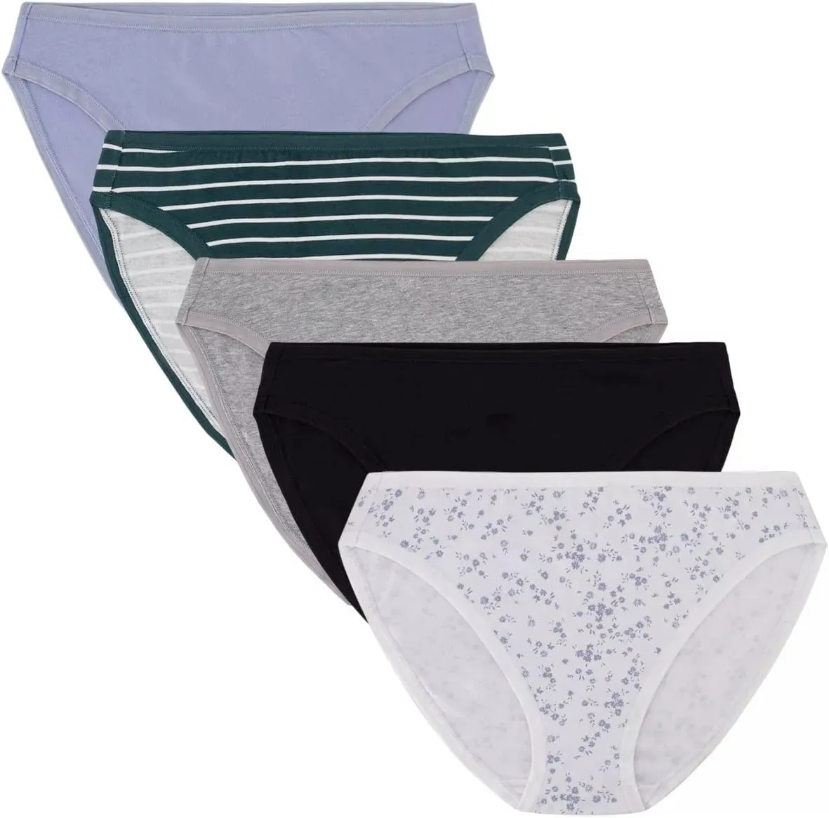 Women's 5-Pack Organic Cotton Stretch Bikini Panties, Ladies Soft Breathable Comfort Sexy Underwear
