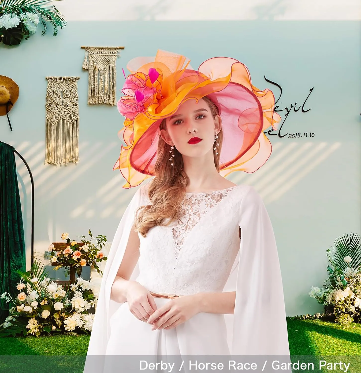 Z&X Women's Kentucky Derby Church Hat Organza Fascinator Wedding Tea Party Hat Wide Brim Sun Caps